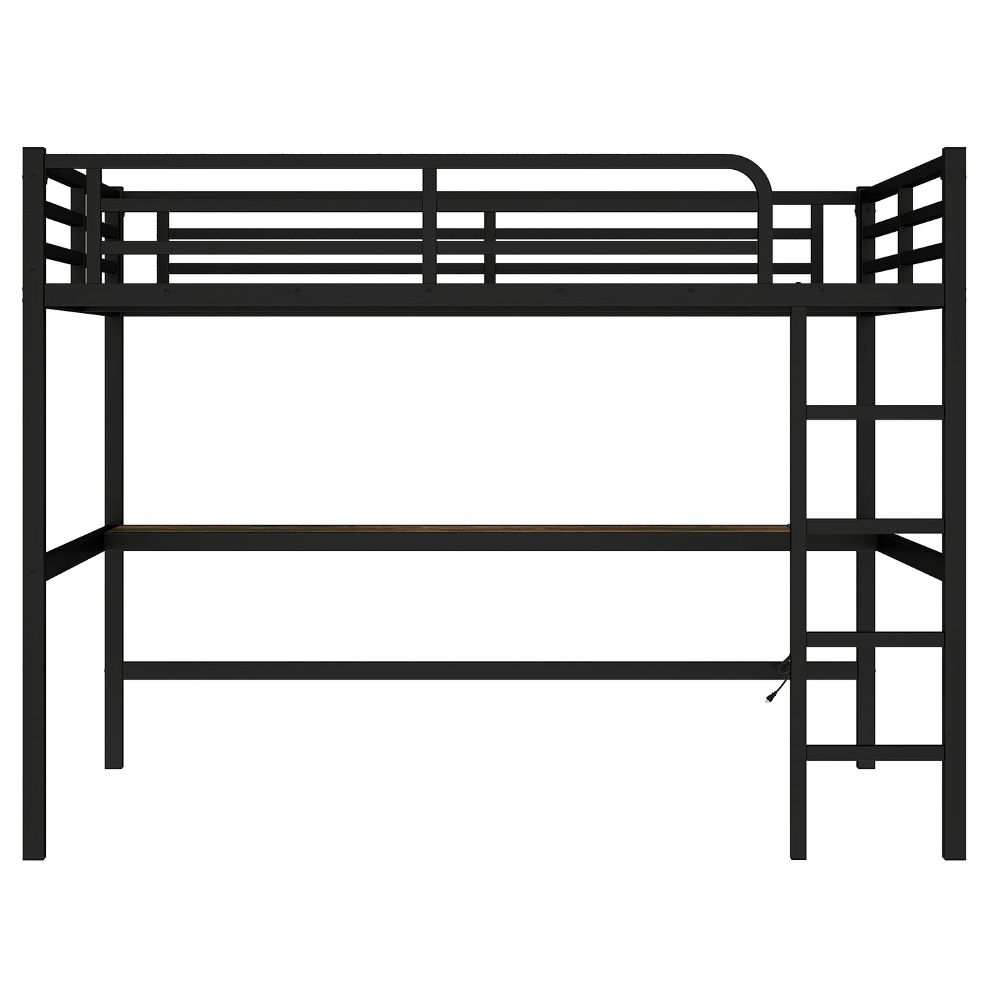 Metal Queen Size Loft Bed with Power Outlet and LED Lighted, Space-Saving, Noise Reduced, Black image 10