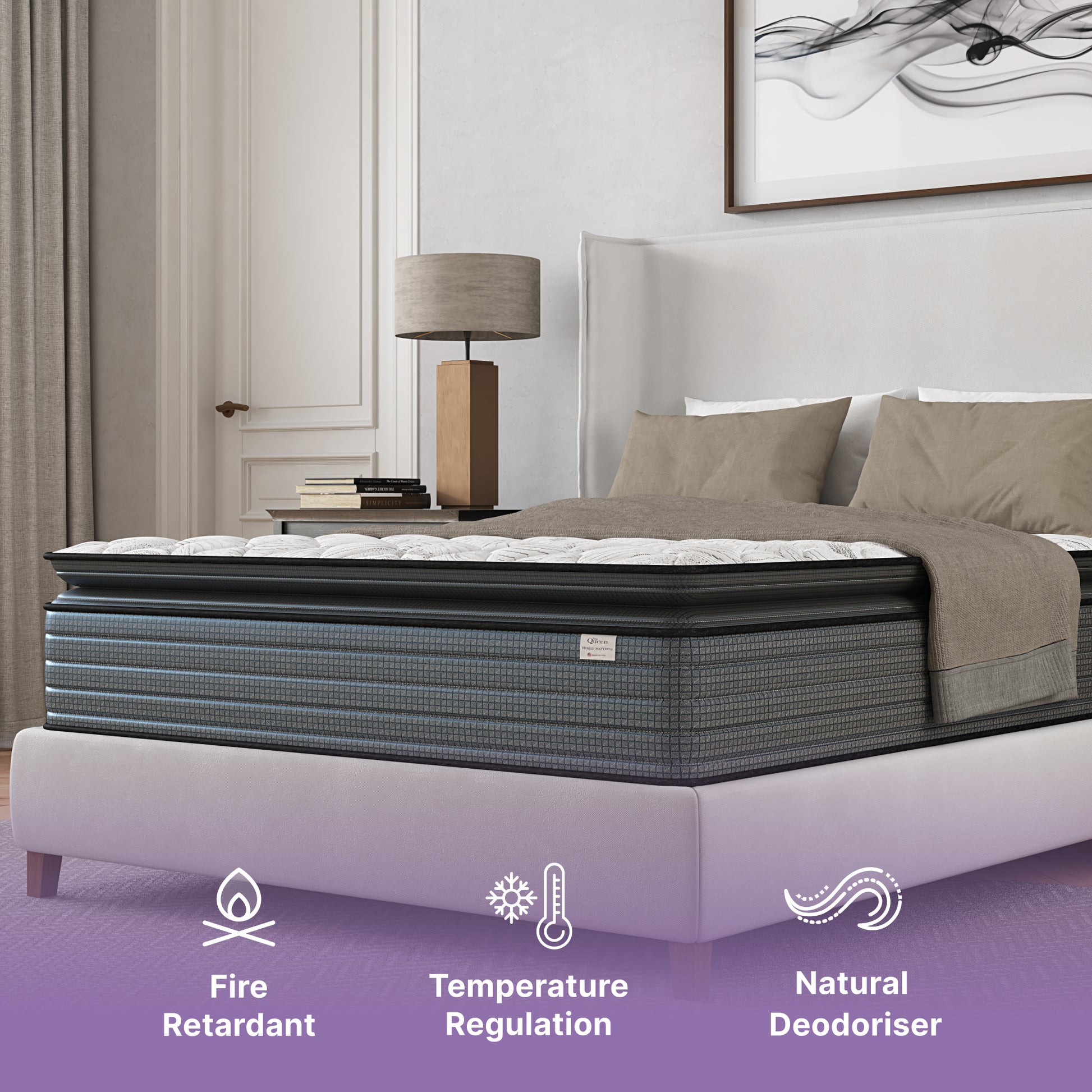 NapQueen Isabella 14 Inch Queen Hybrid Pillow Top Mattress, CertiPUR-US Certified, Made in USA image 5