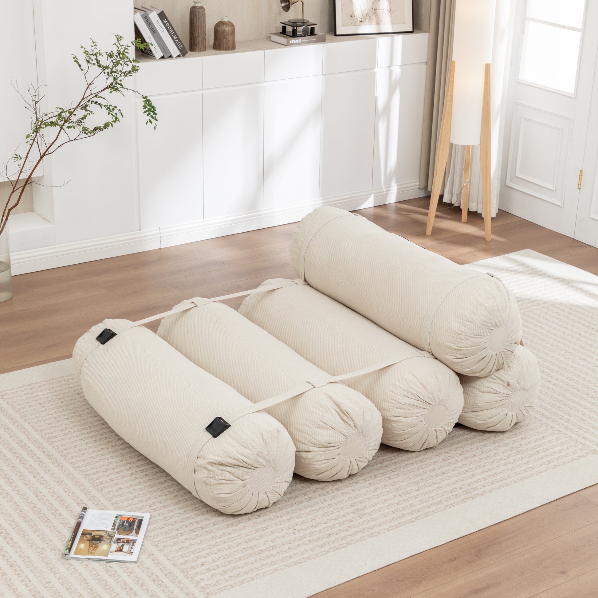 Adjustable Floor Sofa, Corduroy Lazy Sofa with Adjustable Straps for Versatile Configurations, Multi-Person Leisure Chair, Suitable for Living Room, Bedroom and More image 7