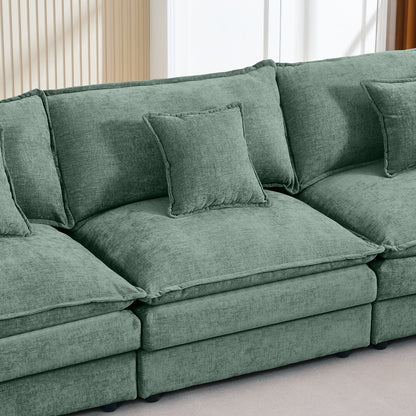 Modular Sectional Sofa, 102 Inch L Shaped Couch Set for Living Room, 3-Seater Comfy Cloud Couches with Movable Ottoman, DIY Combination, Chenille, Mint Green image 5