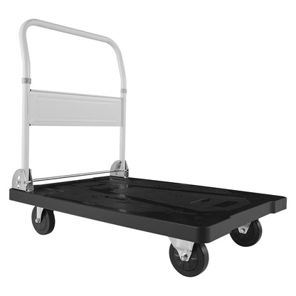 Foldable Push Cart Dolly, 660 lbs Capacity, Folding Platform Truck with Swivel Wheels, Moving Platform Hand Truck Flatbed Cart, Space Saving Push Handle, for Easy Storage, 35.2 x 23.4 x 33.5 in image 2