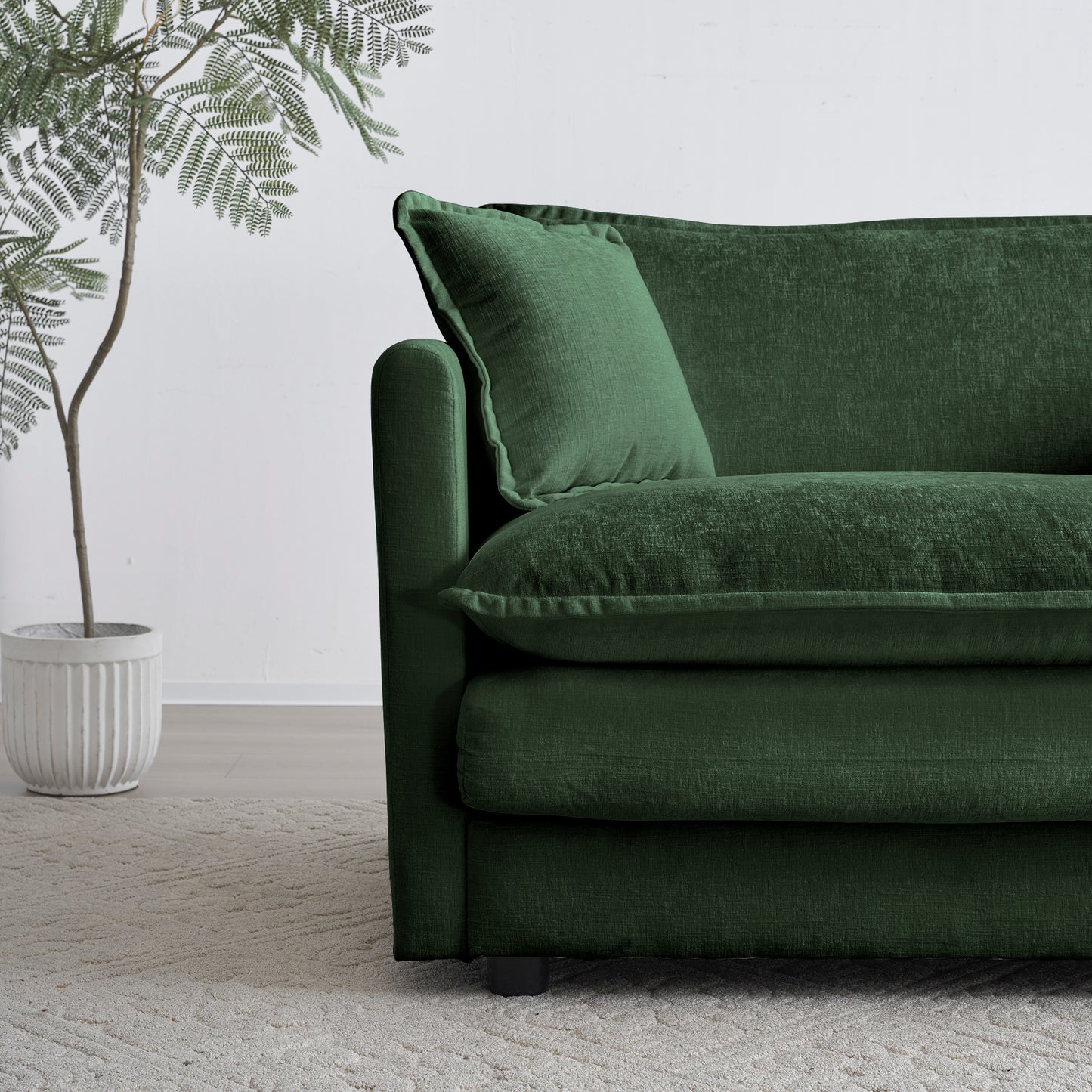 Chenille Fabric Ottomans Footrest to Combine with 2 Seater Sofa, 3 Seater Sofa and 4 Seater Sofa, Green Chenille image 5