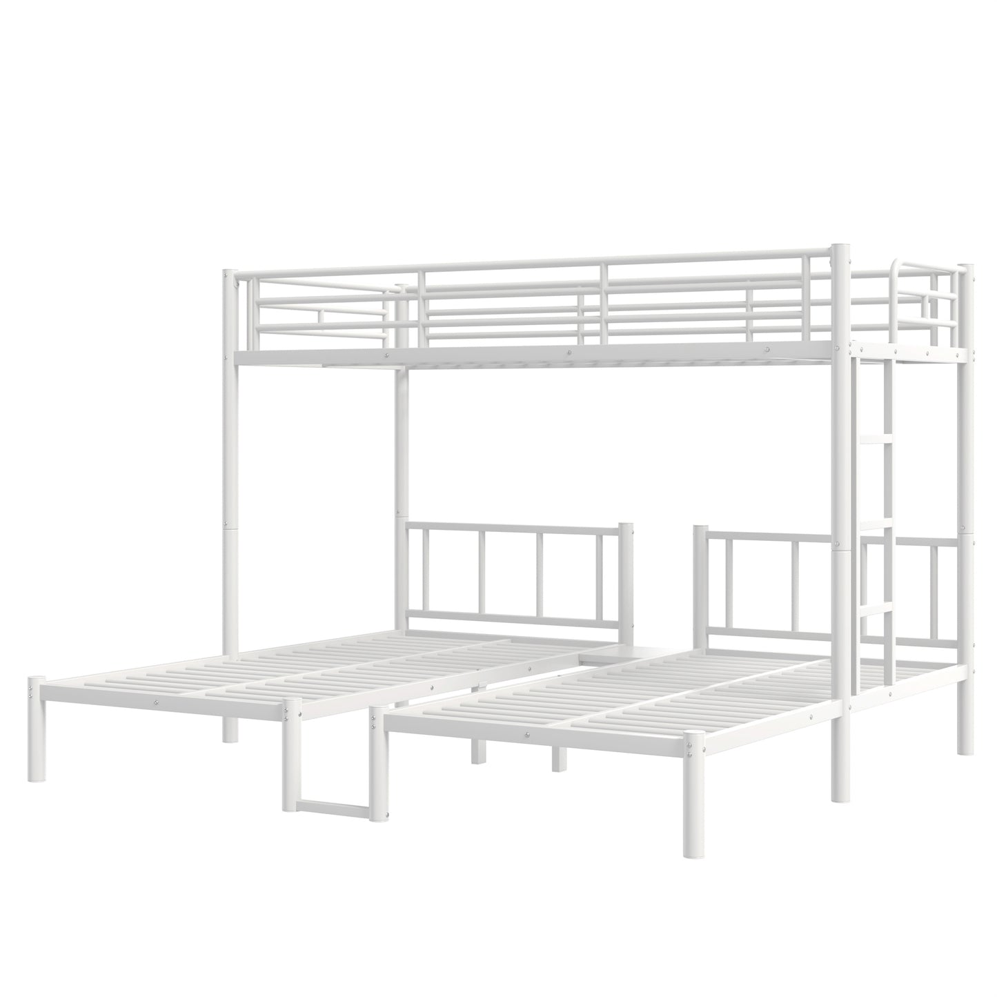 Twin over Twin & Twin Bunk Beds for 3, Twin XL over Twin & Twin Bunk Bed Metal Triple Bunk Bed, White image 11