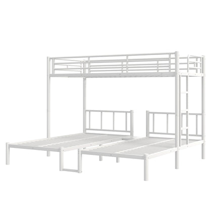 Twin over Twin & Twin Bunk Beds for 3, Twin XL over Twin & Twin Bunk Bed Metal Triple Bunk Bed, White image 11