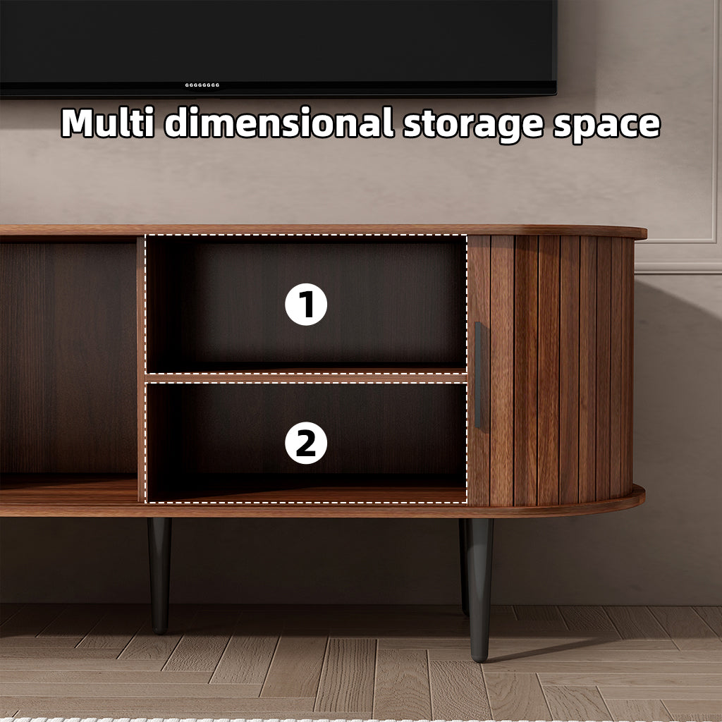 TV Stand, 47" Modern TV Console Table with Storage Compartment and Sliding Door, Gaming Entertainment Center with Cabinet for Living Room, Bedroom, Office (Walnut) image 8
