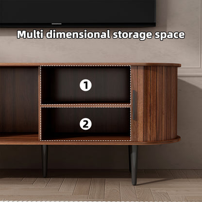 TV Stand, 47" Modern TV Console Table with Storage Compartment and Sliding Door, Gaming Entertainment Center with Cabinet for Living Room, Bedroom, Office (Walnut) image 8
