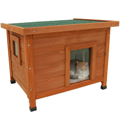 Cat House Waterproof Feral Kitty Shelter Outdoor Indoor Rabbit Hutch for Bunnies,Cats,Dogs and Other Small Animals,Asphalt Roof image 1