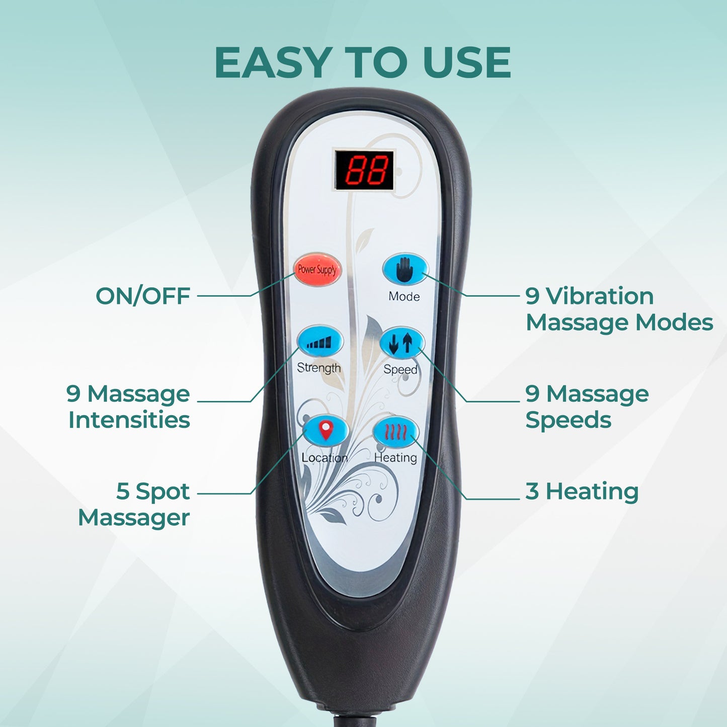 Back Massager with Heat - Massage Seat Cushion with 7 Motors, 3-Level Heat, 9 Modes & 9 Intensities,Massage Chair Pad for Home Office Car Use image 6