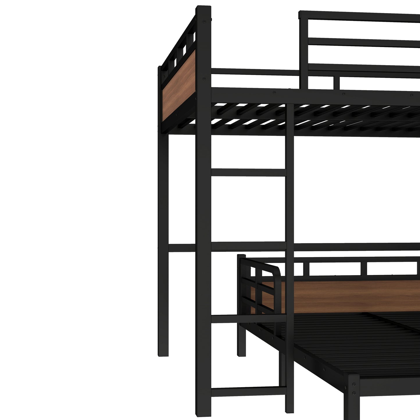 Queen over Queen Metal Bunk Bed/Metal Loft Bed,Separable Bunk Beds,with raised security fence,Walnut Color image 10