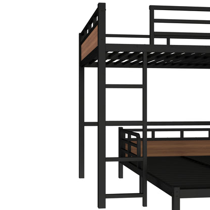 Queen over Queen Metal Bunk Bed/Metal Loft Bed,Separable Bunk Beds,with raised security fence,Walnut Color image 10