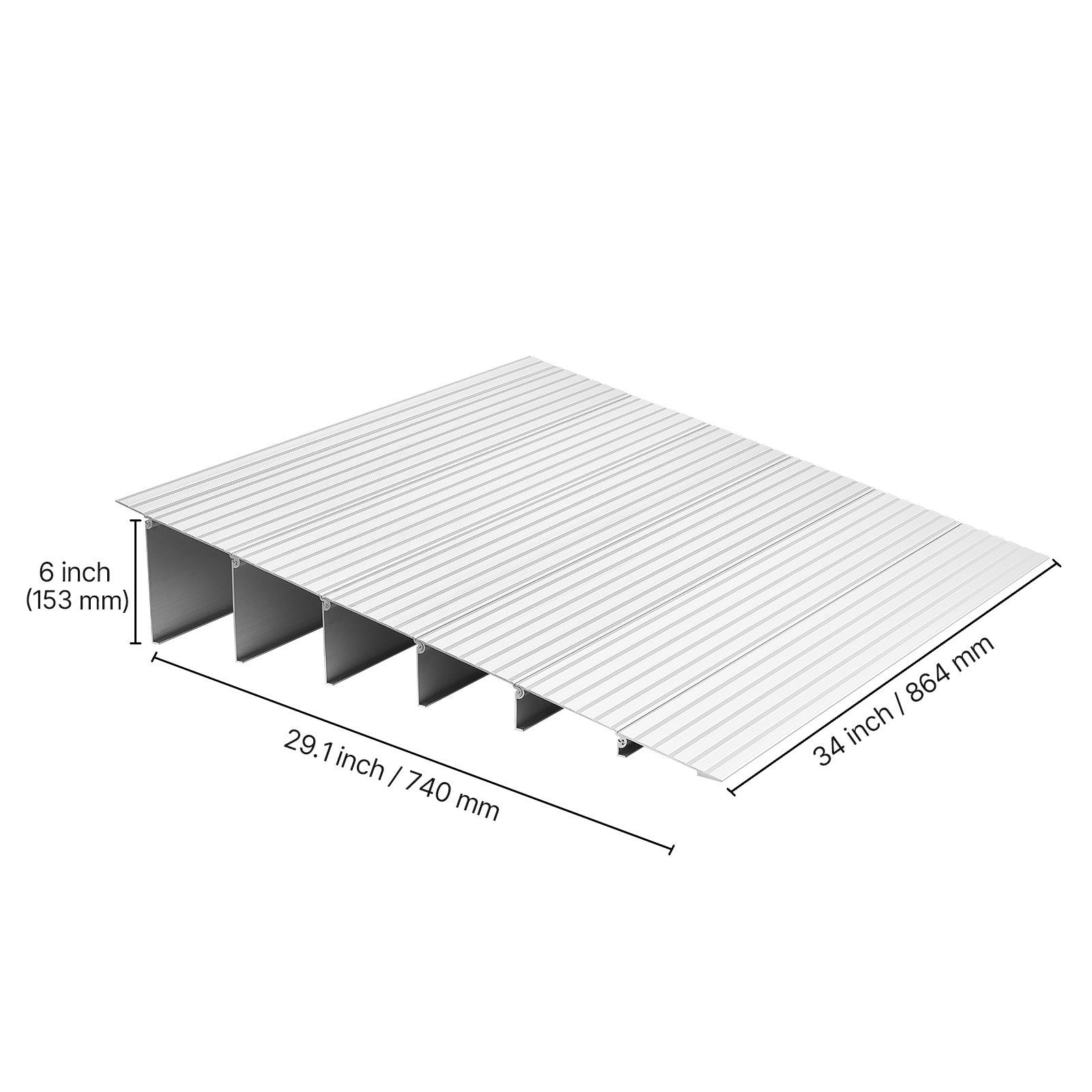 Door Threshold Ramp, 6 inch Rise, Aluminum Alloy Threshold Ramp Rated 800 lbs Load Capacity, Handicap Ramps for Home Steps for Wheelchair, Scooters, Power Chairs, Walkers, Bicycle, Tricycle image 11