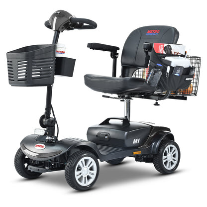 Four wheels Compact Travel Mobility Scooter with 300W Motor for Adult-300lbs, Gloss Black image 1
