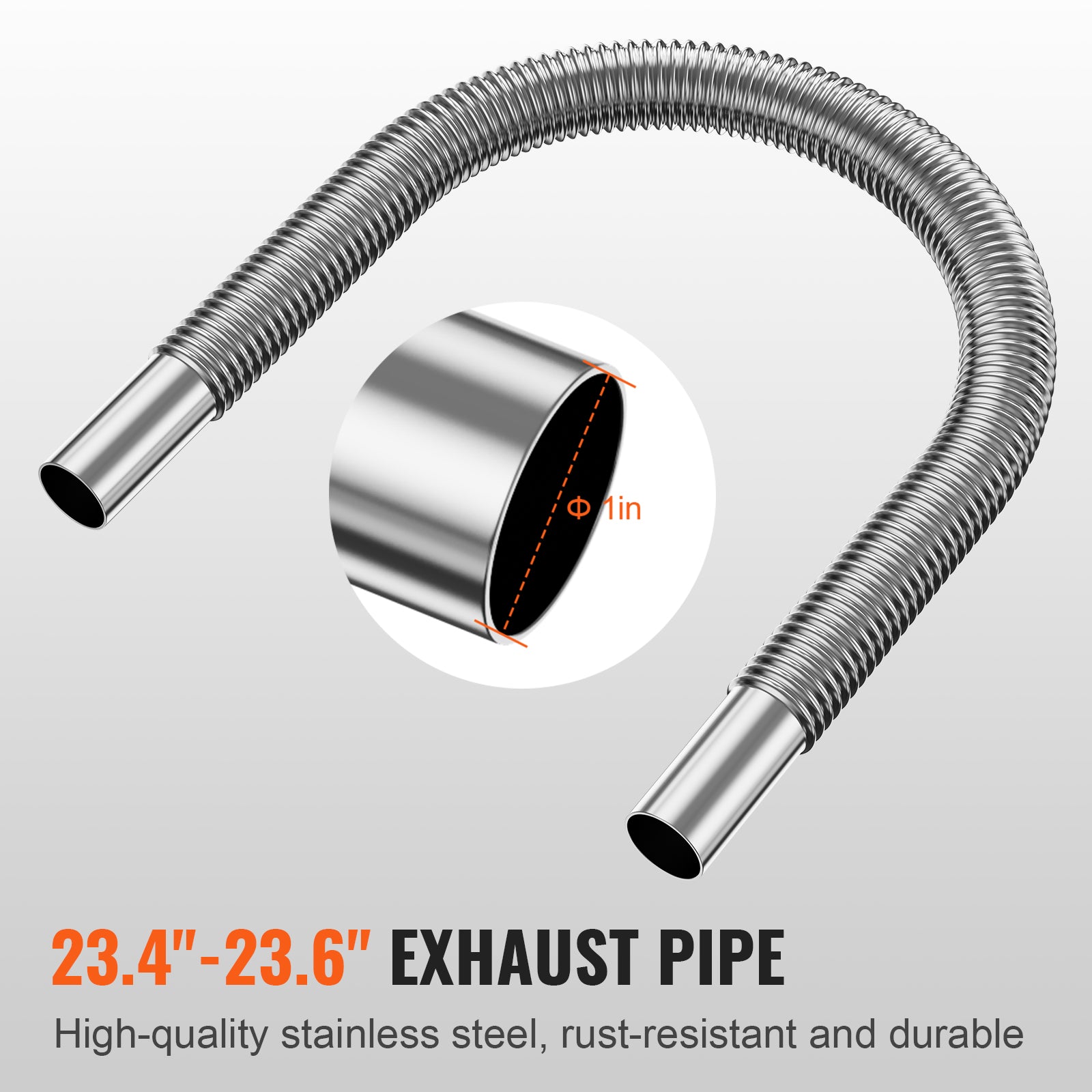 Diesel Heater Pipe Ducting Set, 3" Extendable Air Duct Hose, 1" Stainless Steel Exhaust Pipe, 2 Air Vents, Tee Air Outlet Connector and Hose Clamps, for 5KW/8KW Diesel Parking Heaters image 6