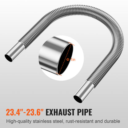 Diesel Heater Pipe Ducting Set, 3" Extendable Air Duct Hose, 1" Stainless Steel Exhaust Pipe, 2 Air Vents, Tee Air Outlet Connector and Hose Clamps, for 5KW/8KW Diesel Parking Heaters image 6