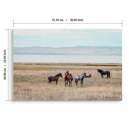 Horse framed wall art decor country western farmhouse wood painting wild horses grassland 36x24 inch image 9