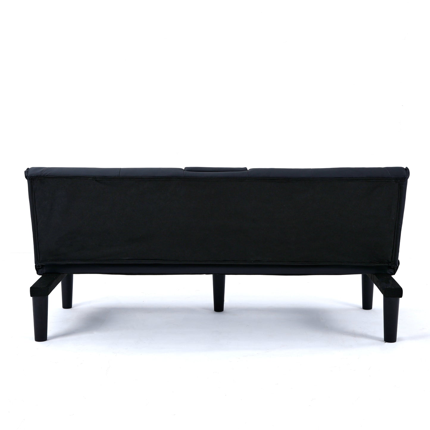 The 67-inch black PVC multi-functional sofa bed with a foldable and cup holder design makes it extremely convenient to turn the living room into a guest room image 11