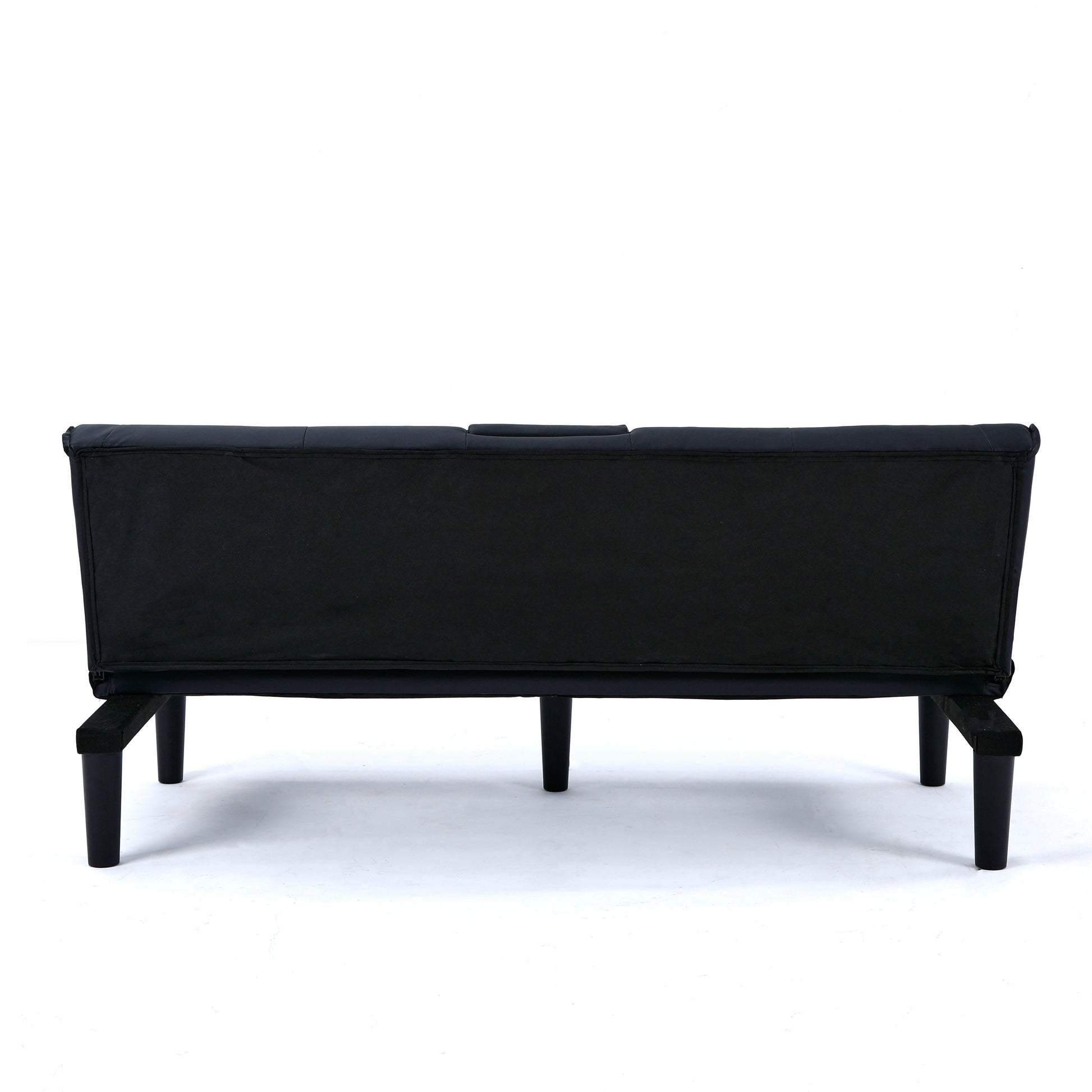 The 67-inch black PVC multi-functional sofa bed with a foldable and cup holder design makes it extremely convenient to turn the living room into a guest room image 11