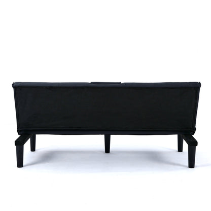 The 67-inch black PVC multi-functional sofa bed with a foldable and cup holder design makes it extremely convenient to turn the living room into a guest room image 11