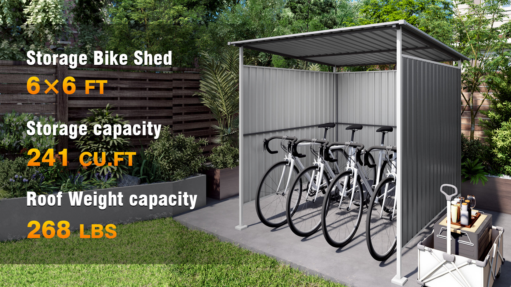 6x6FT Outdoor Pergola for Patio,Bike Storage Shed,Lean to Hardtop Grill Gazebo, Metal Pergolas and Gazebos,Year-Round Metal Gazebo Heavy Duty Awnings for Patio, Decks,Lawn, Backyard image 5