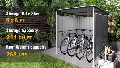 6x6FT Outdoor Pergola for Patio,Bike Storage Shed,Lean to Hardtop Grill Gazebo, Metal Pergolas and Gazebos,Year-Round Metal Gazebo Heavy Duty Awnings for Patio, Decks,Lawn, Backyard image 5
