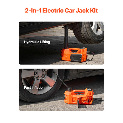 Electric Car Jack, 5 Tons /11000 lbs, Electric Scissor Jack with Built-In Inflator, 12V Adjustable Tire Change Replacement with Secure Hammer & LED Light, Portable Jack kit for Sedan, SUV, Truck image 10
