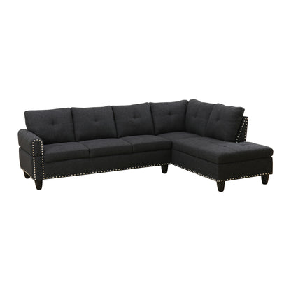 L shape Sectional Sofa Chair with cup holder - Black-Right image 8