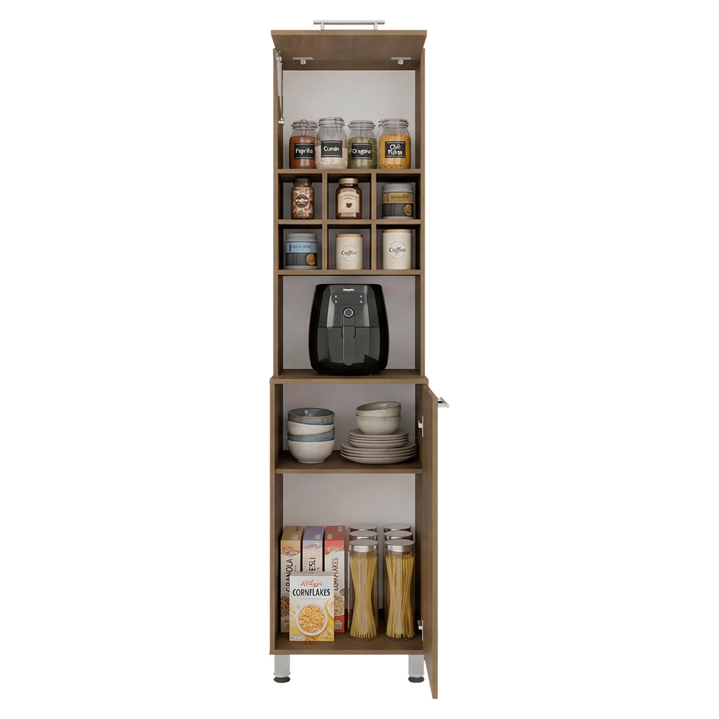 Attica 80" High, Double Door Kitchen Pantry Cabinet with Six Space Cubbies 4 Interior Shelves, Tall Storage Cabinets for Kitchen image 8