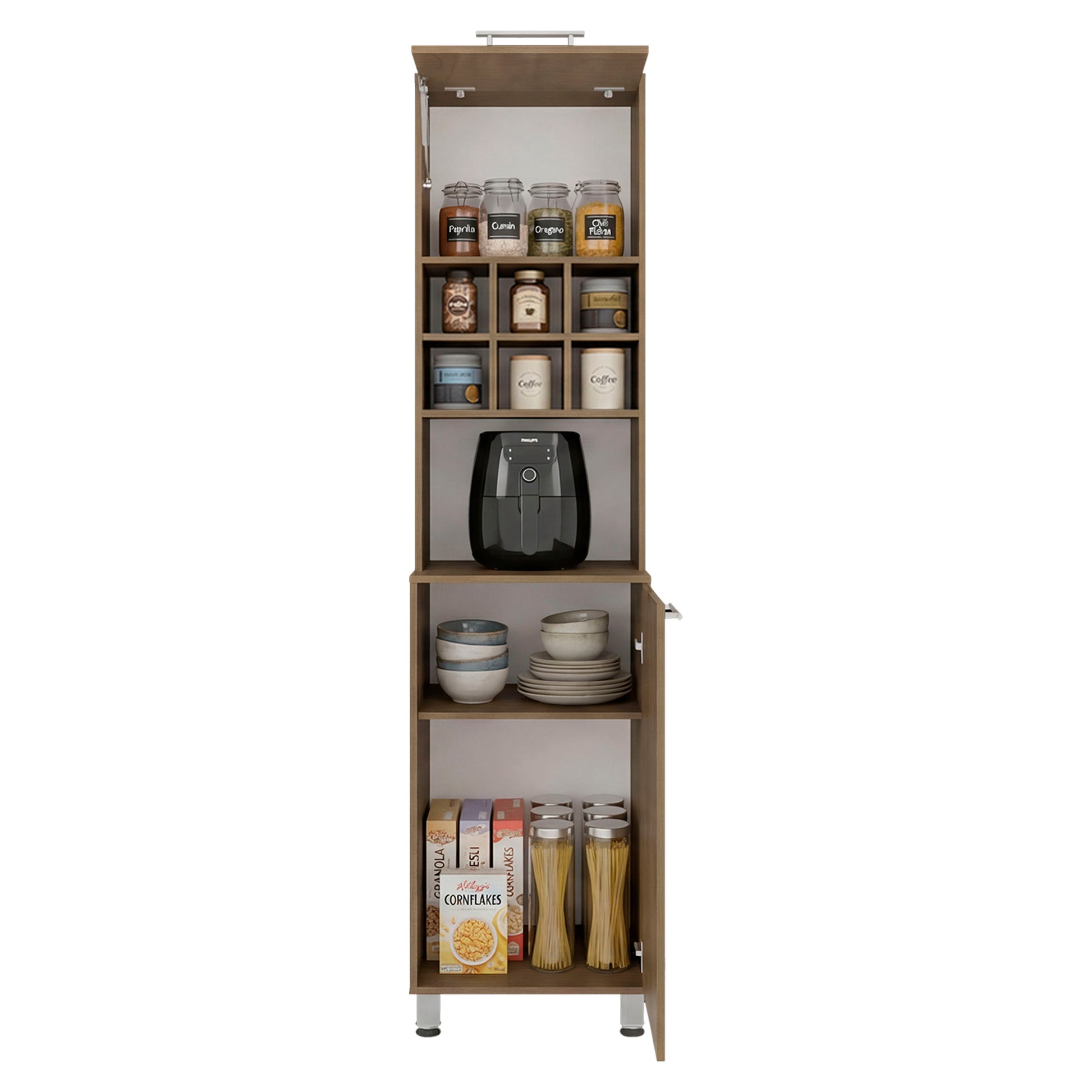 Attica 80" High, Double Door Kitchen Pantry Cabinet with Six Space Cubbies 4 Interior Shelves, Tall Storage Cabinets for Kitchen image 8