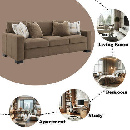 Darya Brown Suede Fabric Sofa w/4 Pillows image 5