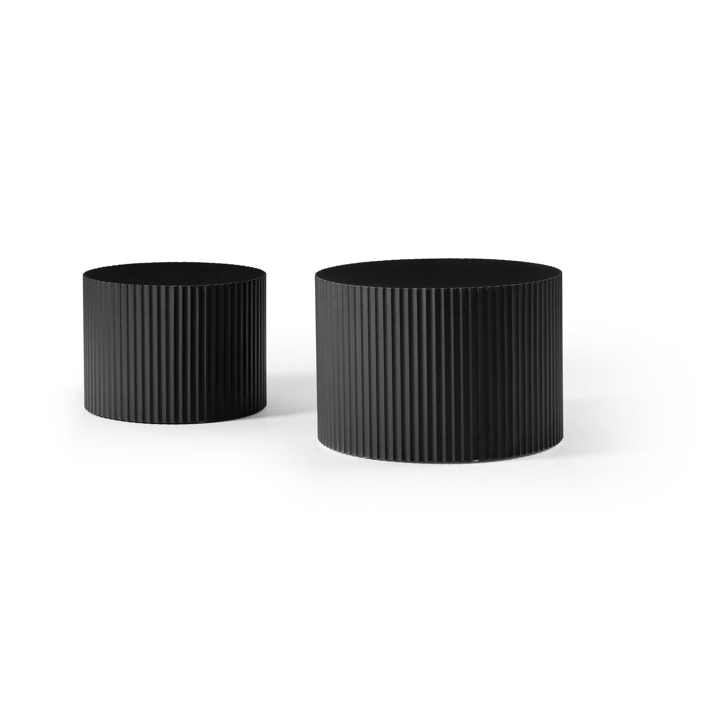 BLACK Round Nesting Table Set of 2,Handcraft MDF Coffee Table for Living Room/Leisure Area(Same Sku:W87682176) image 10