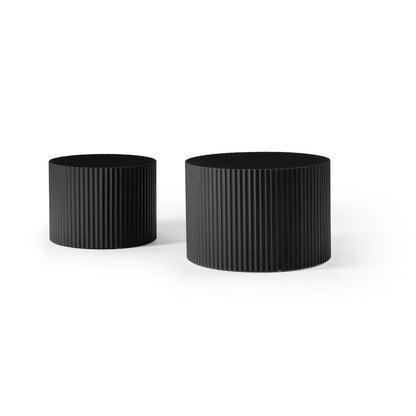 BLACK Round Nesting Table Set of 2,Handcraft MDF Coffee Table for Living Room/Leisure Area(Same Sku:W87682176) image 10