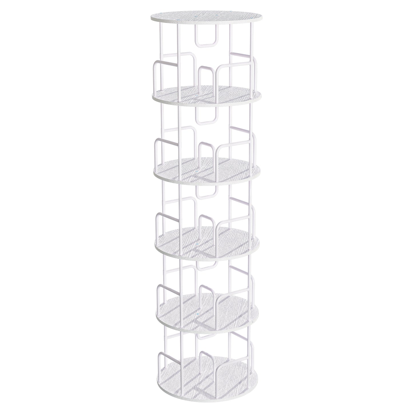 Rotating Bookshelf Tower 5 Tier,Spinning Bookcase, Revolving 360 Book Shelf Narrow Tall Bookcase, Vertical Turning Round storage Bookshelf,Book Shelf Organizer for Bedroom, Living Room, White image 2