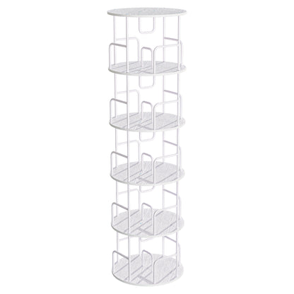 Rotating Bookshelf Tower 5 Tier,Spinning Bookcase, Revolving 360 Book Shelf Narrow Tall Bookcase, Vertical Turning Round storage Bookshelf,Book Shelf Organizer for Bedroom, Living Room, White image 2