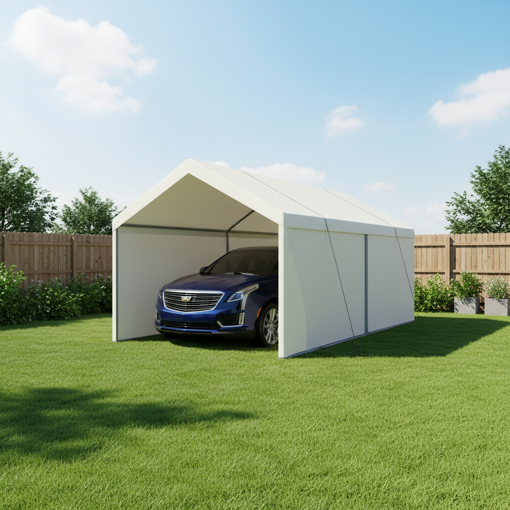 Carport, 12×20 Heavy Duty Portable Carport Garage Tent for Outdoor Storage Shelter white image 3