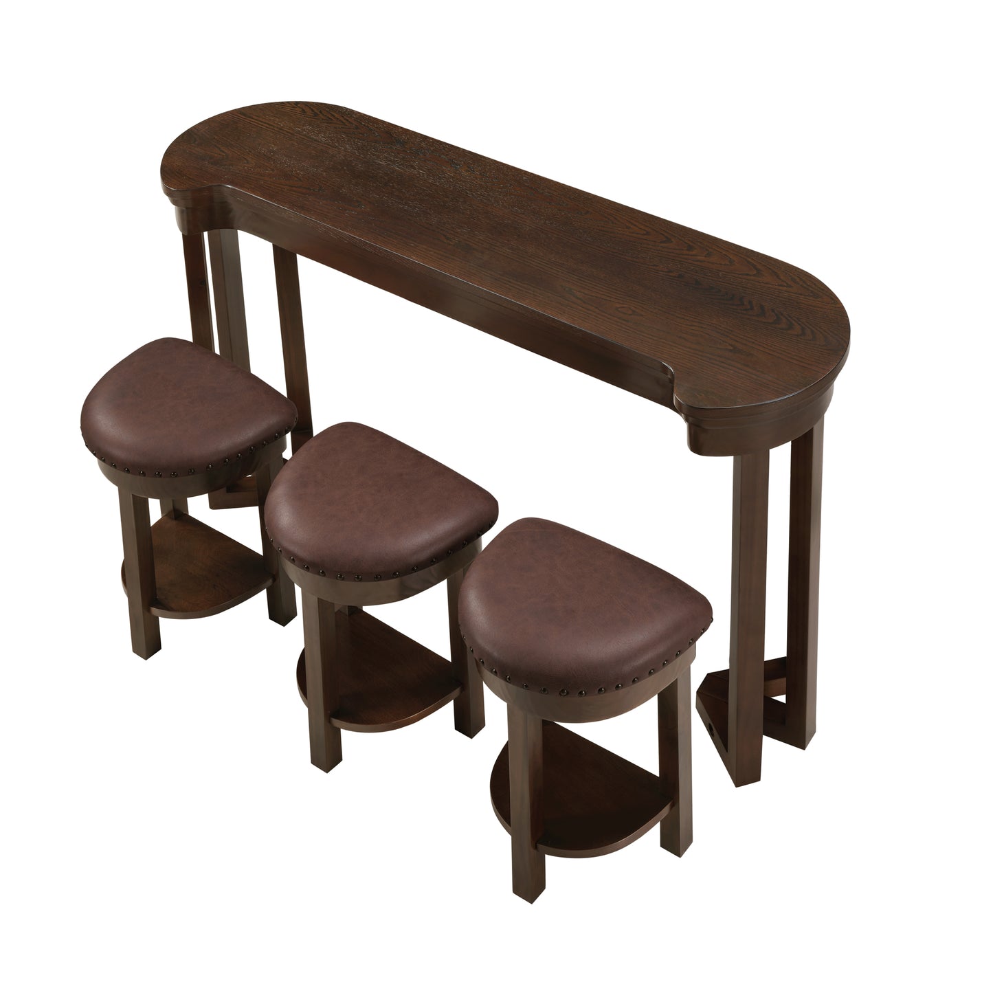 4 Piece Bar Table Set with3 PU Upholstered Bar Stools, Breakfast Table with 3 Padded Stools Solid Wood Counter Height Dining Table Set for Living Room, Dining Room. Espresso image 11