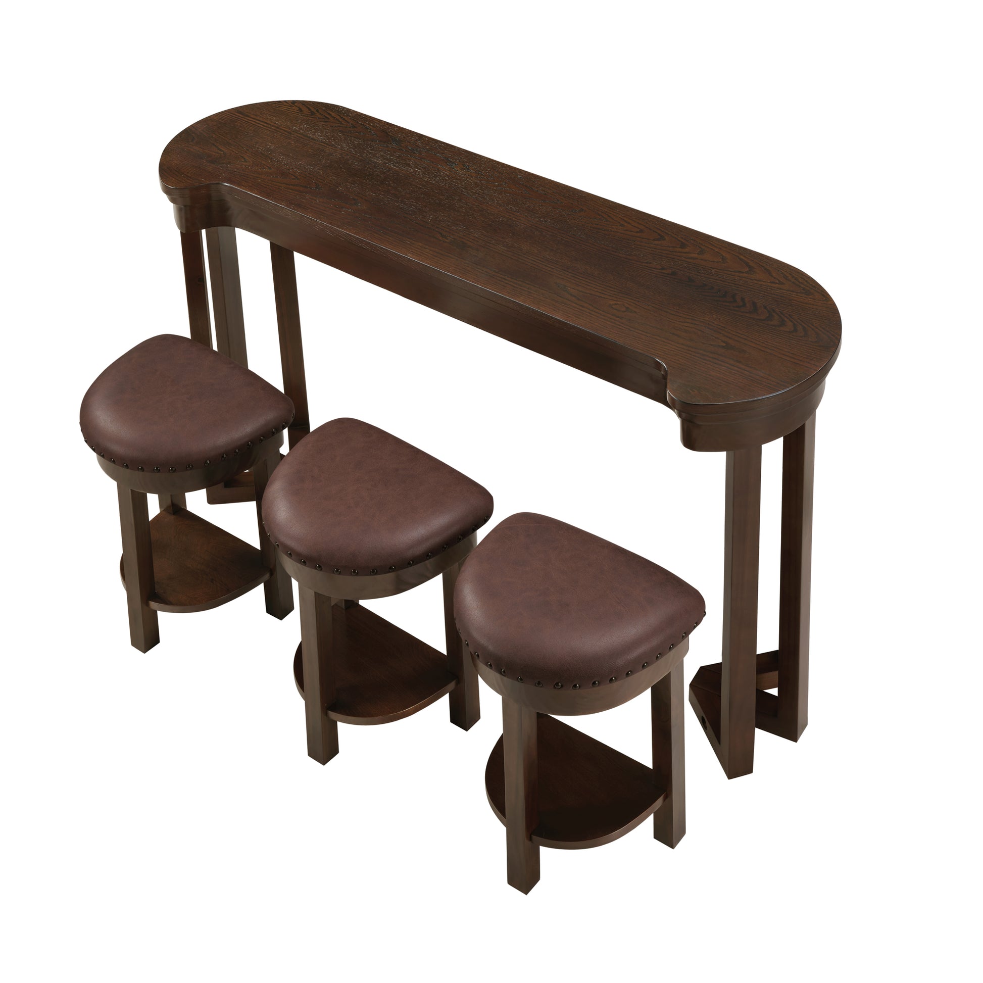 4 Piece Bar Table Set with3 PU Upholstered Bar Stools, Breakfast Table with 3 Padded Stools Solid Wood Counter Height Dining Table Set for Living Room, Dining Room. Espresso image 11