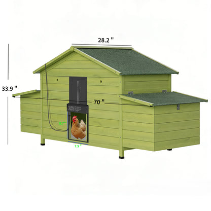70" Automatic Chicken Coop with Solar-Powered Door, Weatherproof Design, Ventilated, with 2 Nesting Boxes, Timer & Light Sensor – Outdoor Chicken House with Pull-Out Tray and a remote. image 12
