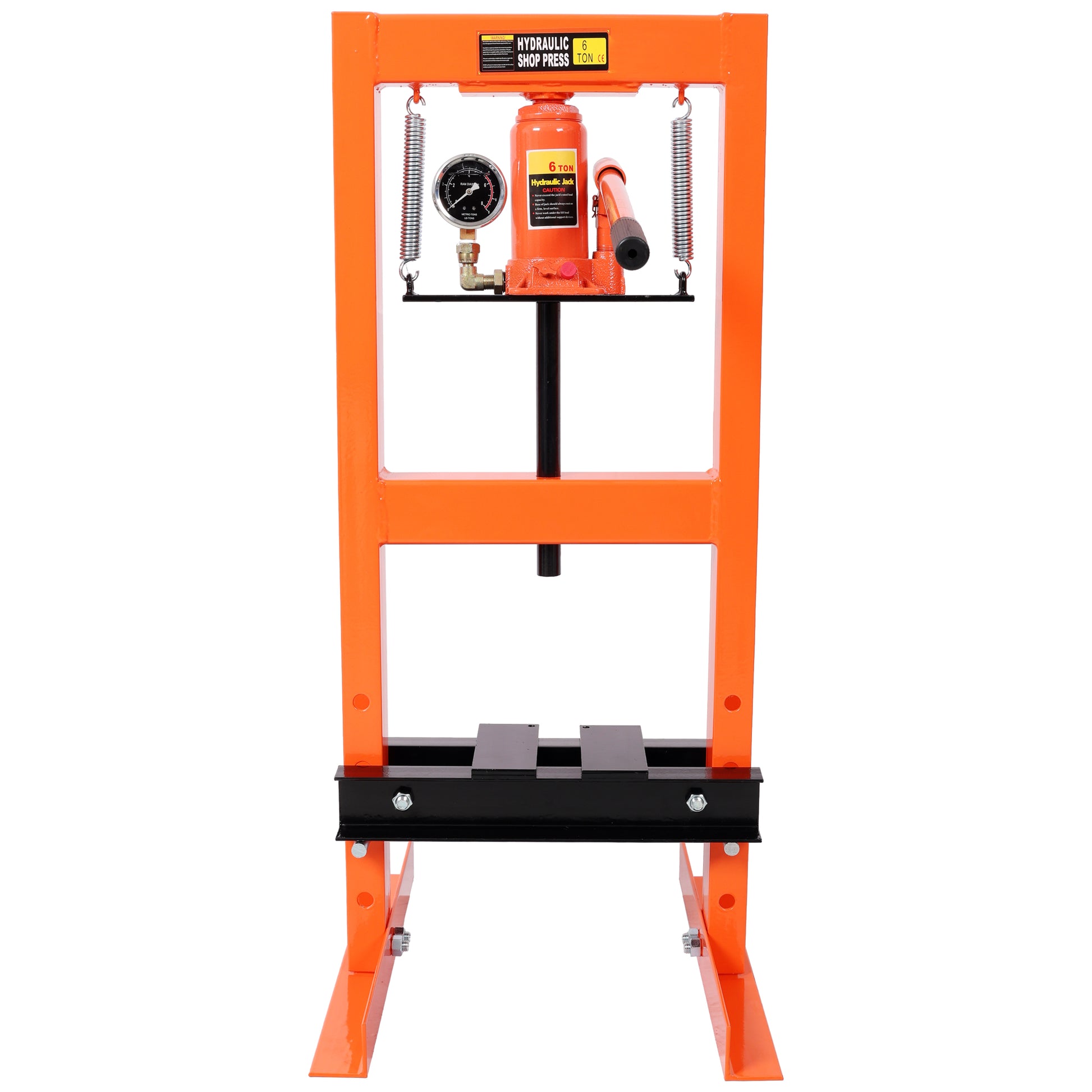 6Ton Bottle Jack Shop Press with Gauge, Bend, Straighten, or Press Parts, Install Bearings, U-Joints, Bushings, Ball Joints, and Pulleys,Orange image 2