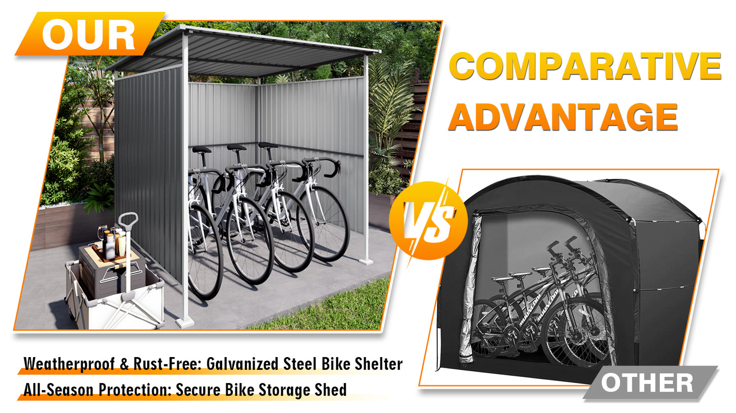 6x6FT Outdoor Pergola for Patio,Bike Storage Shed,Lean to Hardtop Grill Gazebo, Metal Pergolas and Gazebos,Year-Round Metal Gazebo Heavy Duty Awnings for Patio, Decks,Lawn, Backyard image 4