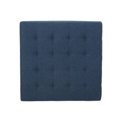 Upholstered Tufted Fabric Storage Ottoman, Navy Blue image 9