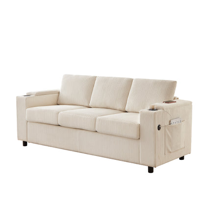 81" Large Sleeper Sofa with Sofa Matterss,Queen Size Pull Out Sofa Bed,2-in-1 Sleeper Sofa for Living Room, Apartment and Small Space. image 12