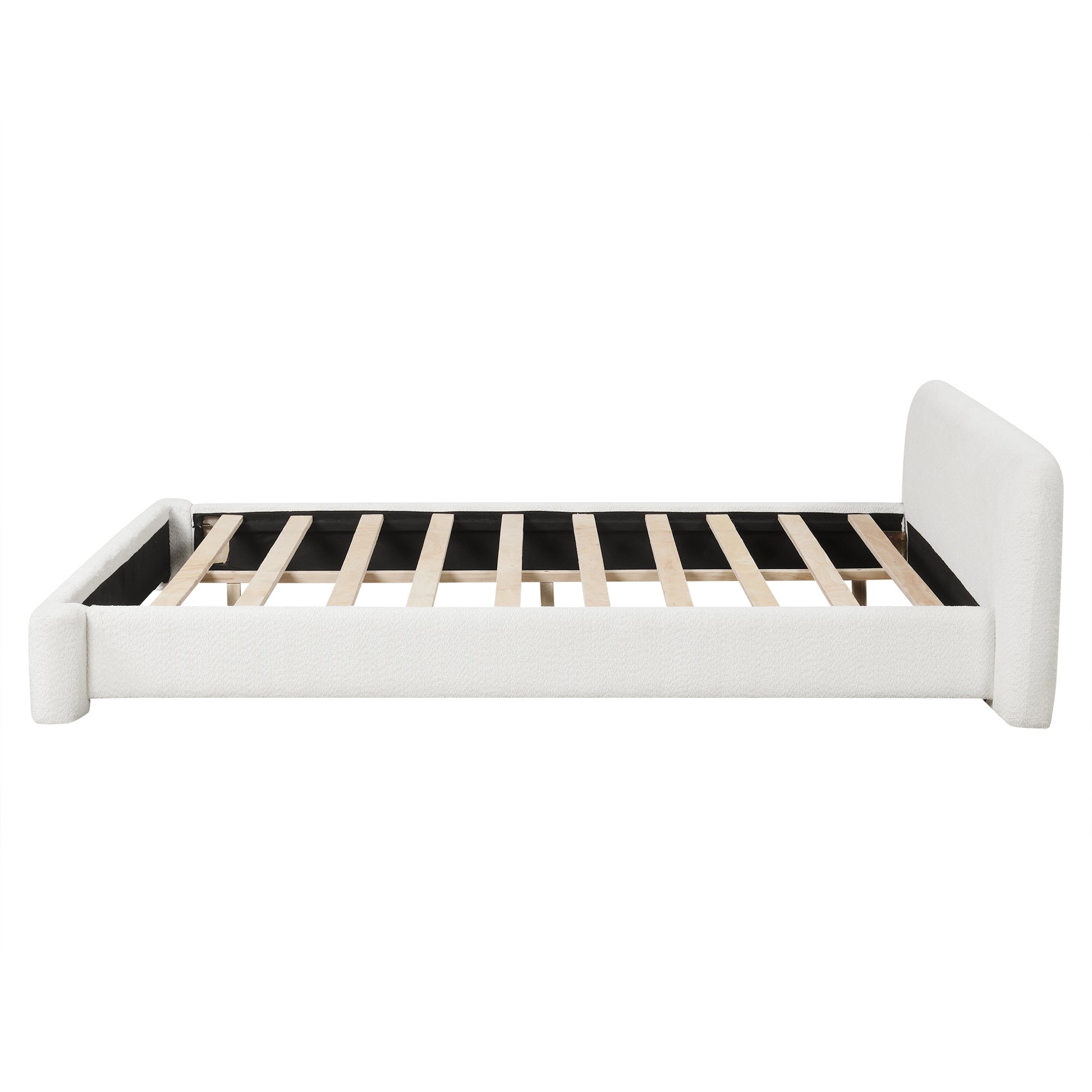 [Cozy White Bouce Upholstered Bed[ - A Dreamy Addition to Your Bedroom, KING image 3