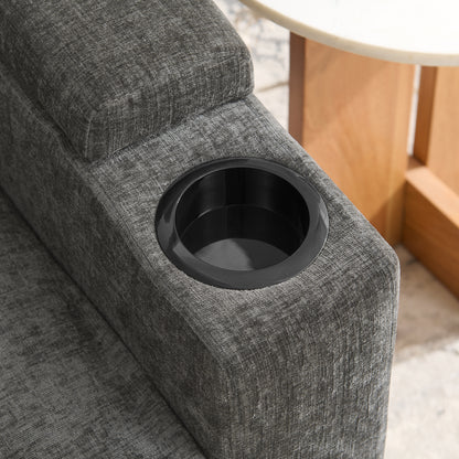 Single sofa recliner with manually adjustable backrest, USB charging port on the armrest side, phone stand included, hidden armrest storage, and a matching storage ottoman-Gray image 8