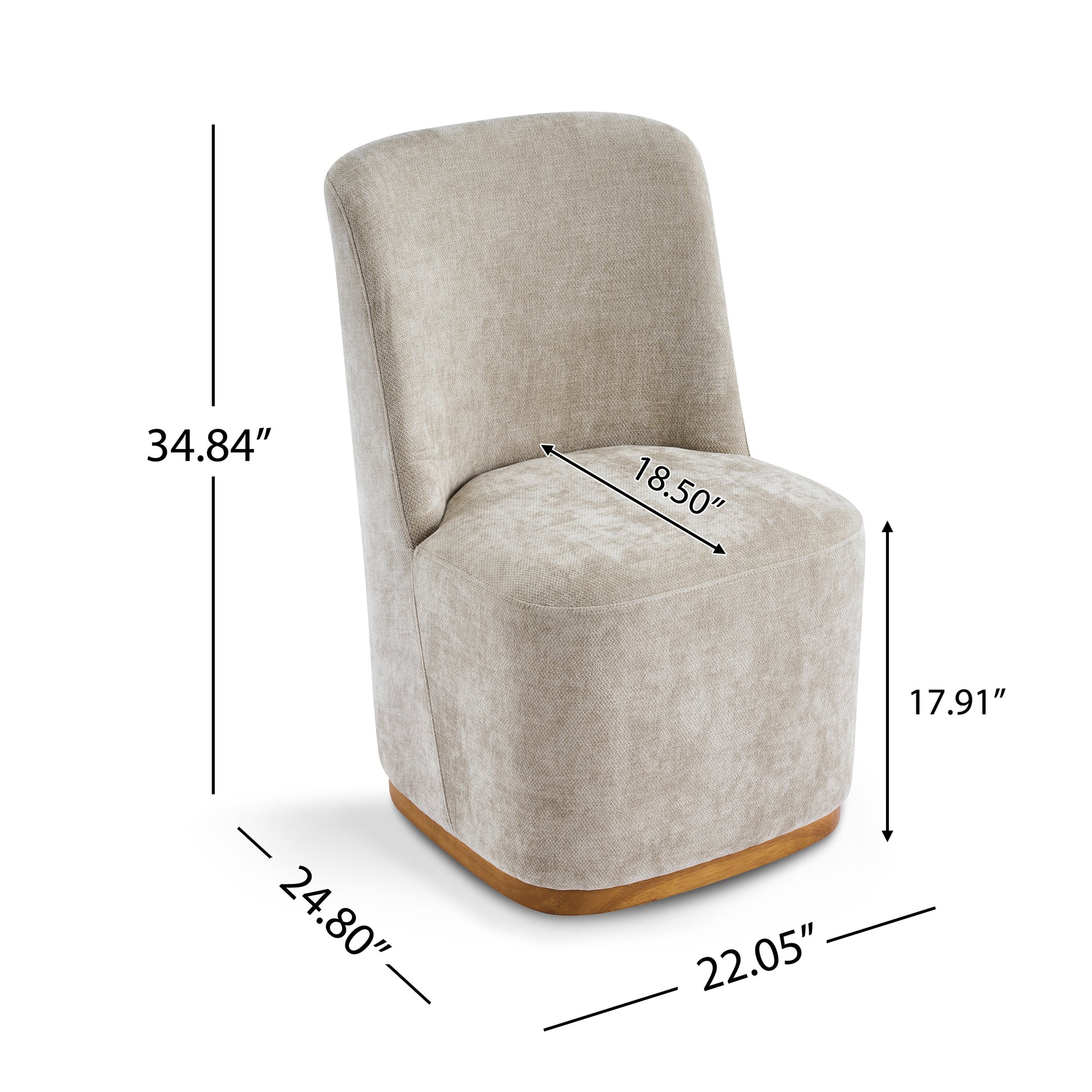 Indoor Dining Chair Set of 2, Modern Upholstered Fabric Chair with Sturdy Rubber Wood Frame, 300lbs Capacity, Creamy Oatmeal Design, Comfortable Seating for Dining Room/Living Area image 3