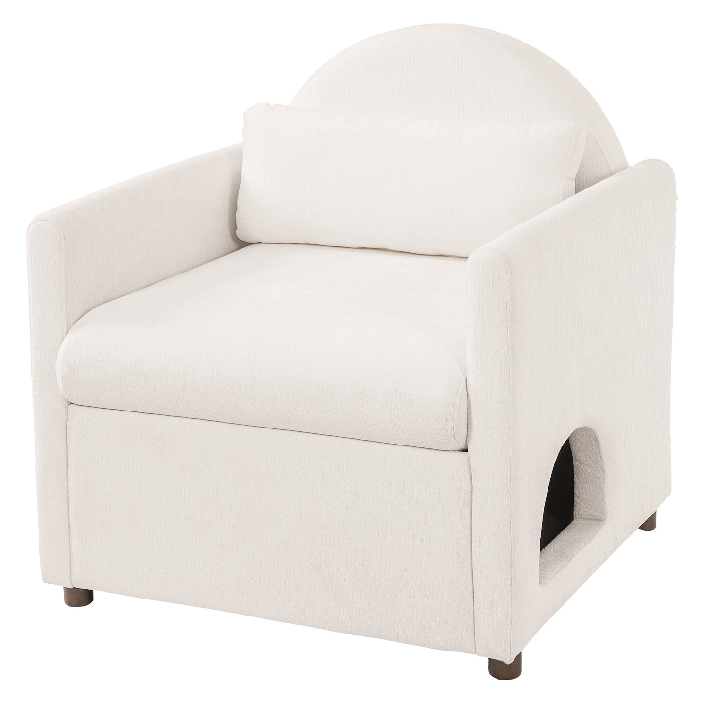 Beige Pet Friendly Accent Chair with Hidden Pet Nook, Acacia Wood Legs, 220lbs Weight Capacity, Modern Upholstered Armchair for Living Room image 6