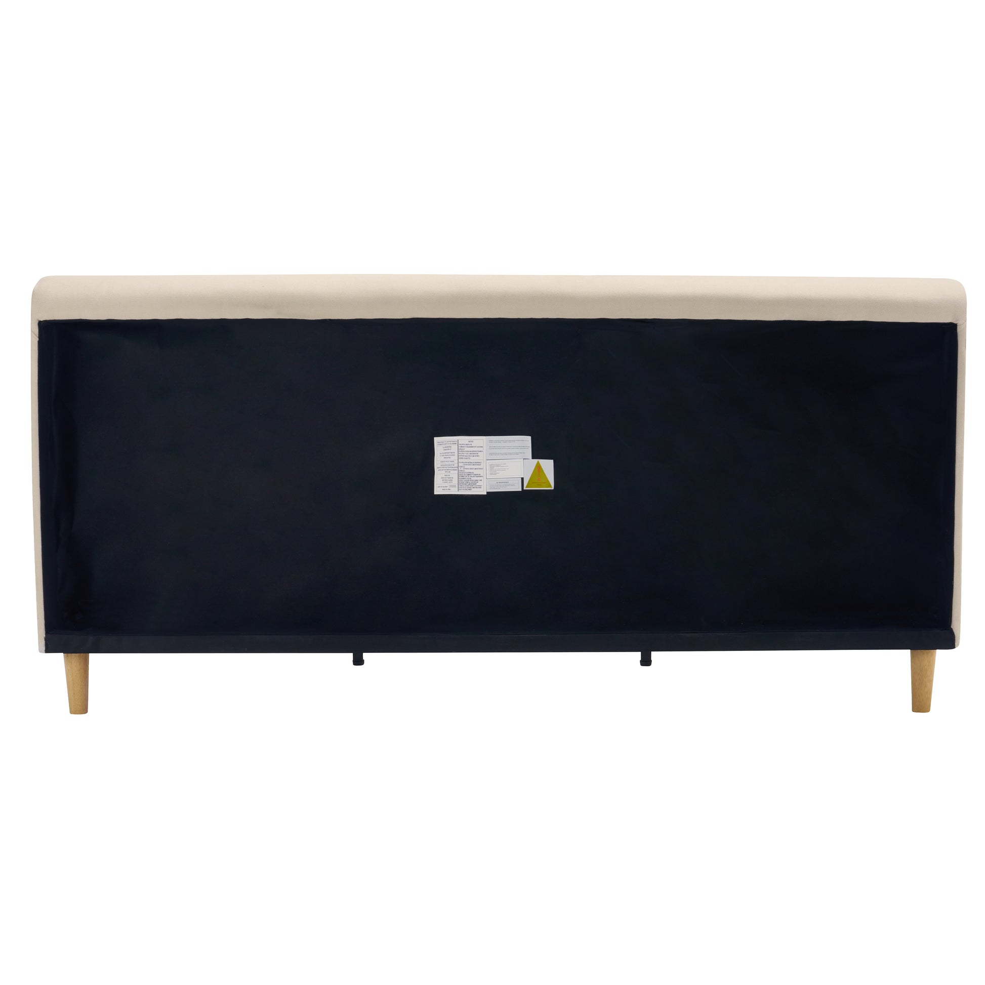 Beige Chunky Headboard Bed Frame, Solid Rubberwood Legs, King, 800lbs Capacity image 8
