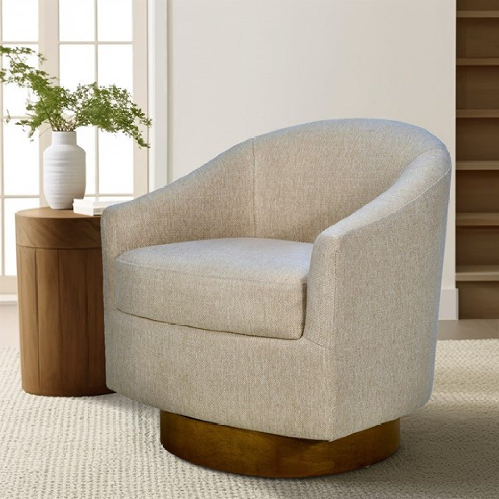 Upholstered Swivel Chair with Wood Base Natural See below
