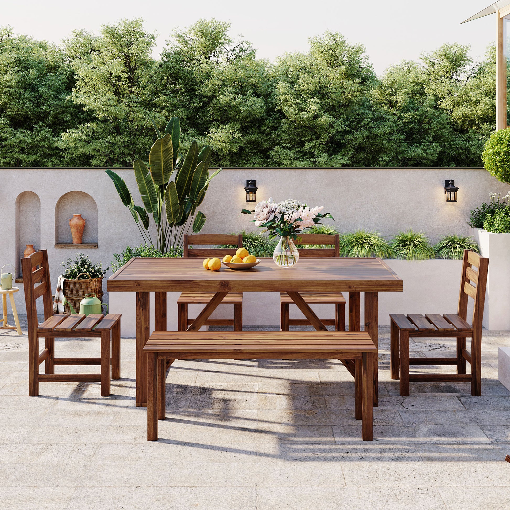 U_Style High-quality Acacia Wood Outdoor Table and Chair Set, Suitable for Patio, Balcony, Backyard(old sku:WY000432AAE) image 2