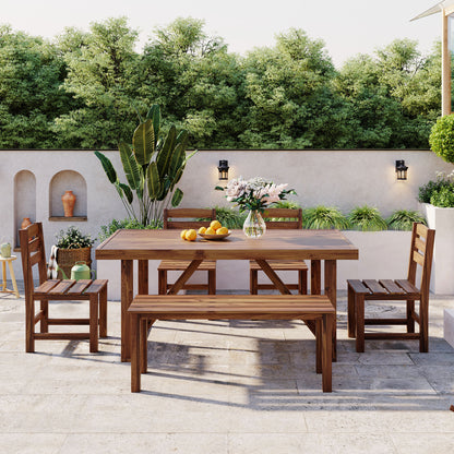 U_Style High-quality Acacia Wood Outdoor Table and Chair Set, Suitable for Patio, Balcony, Backyard(old sku:WY000432AAE) image 2