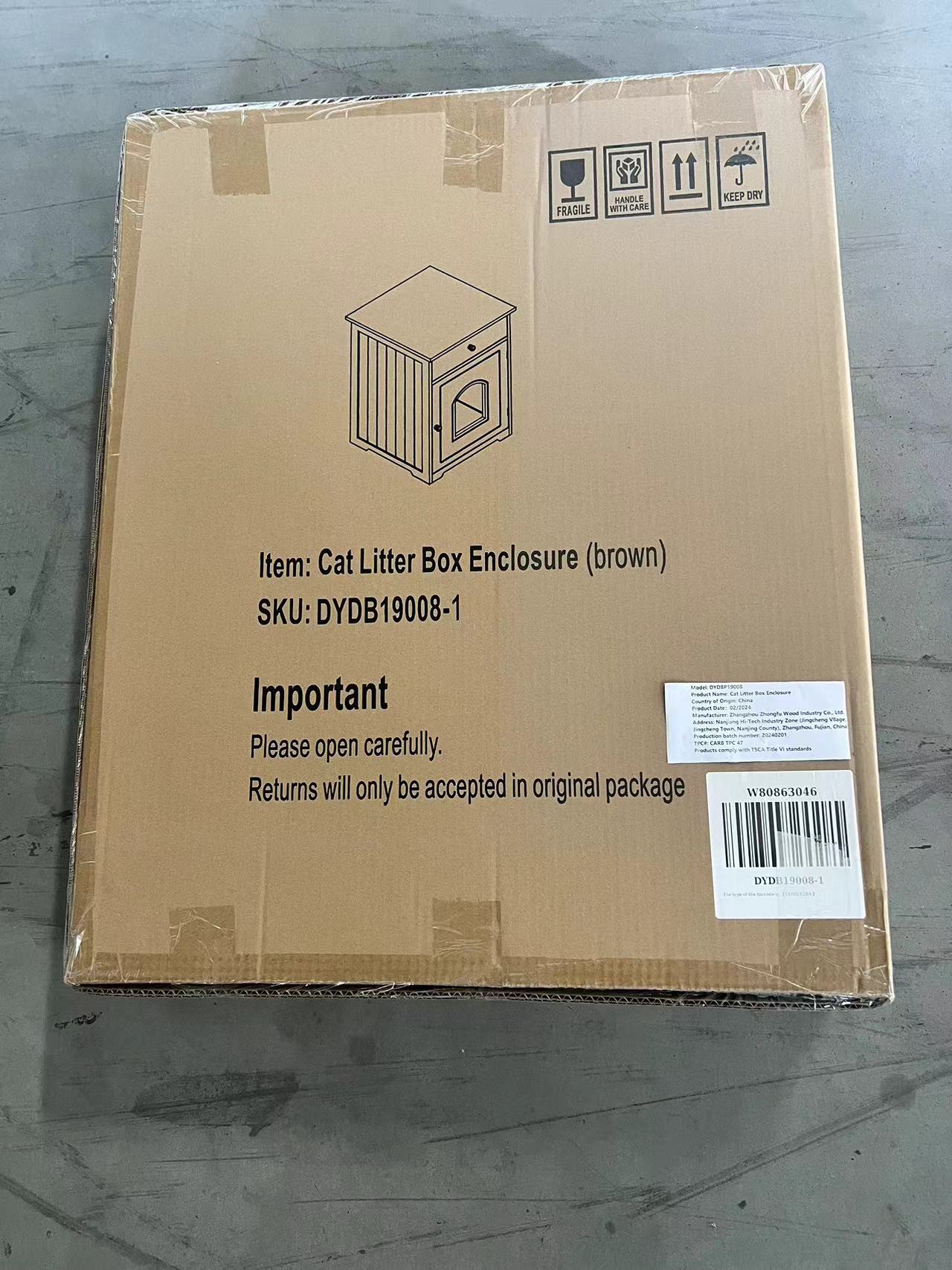 Wooden Pet House Cat Litter Box Enclosure with Drawer, Side Table, Indoor Pet Crate, Cat Home Nightstand (Brown) image 8